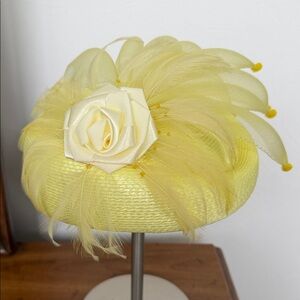 Kentucky Derby Yellow Fascinator with Floral Accent